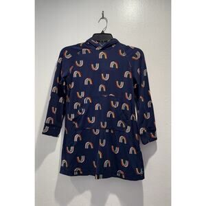 Hanna Andersson Size 120 6 7 Sunblock UV Hooded Rainbows Dress Retro Navy READ